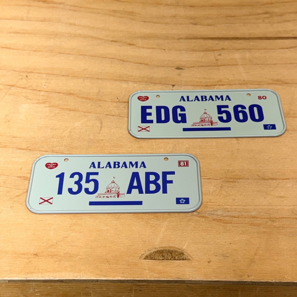 Alabama Vintage Novelty Bike License 1980s Plate Blue Heart of Dixie Man Cave